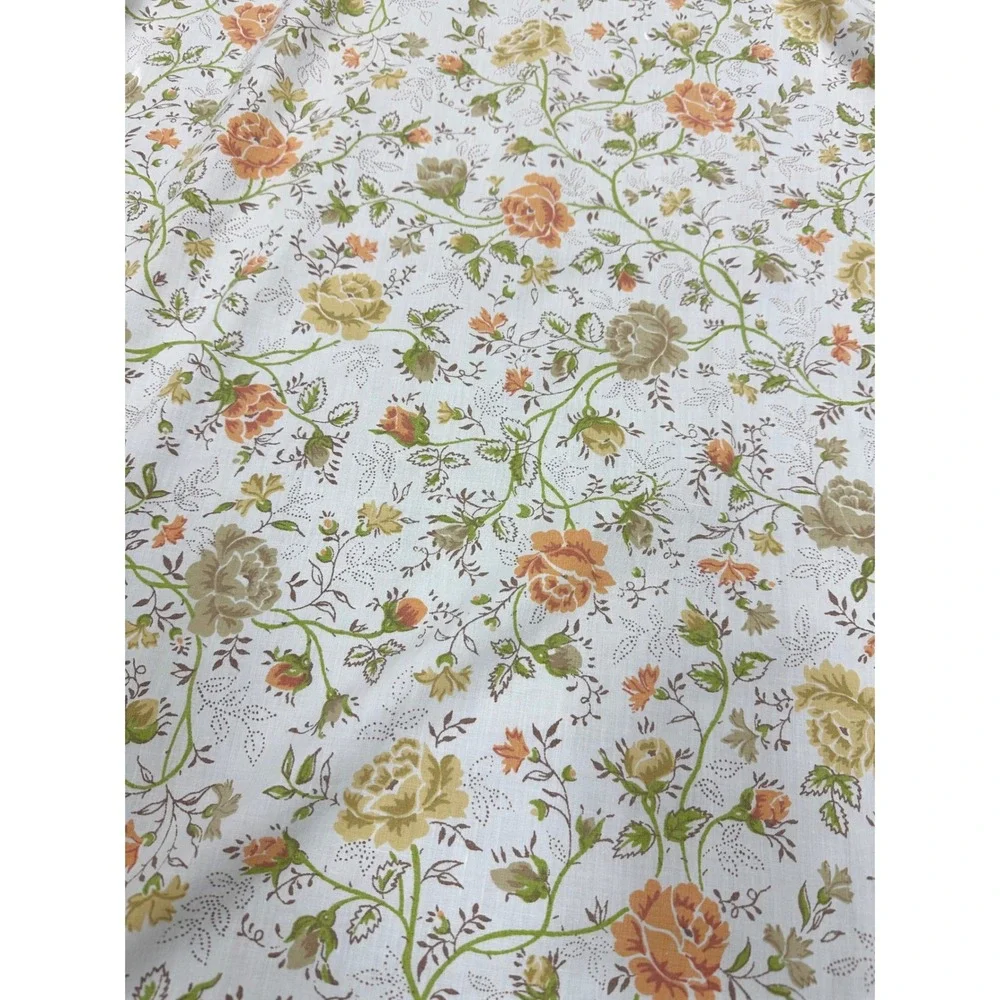 Vintage 70s JCPenney Juliet Floral Cottagecore Retro Queen Percale Flat Sheet